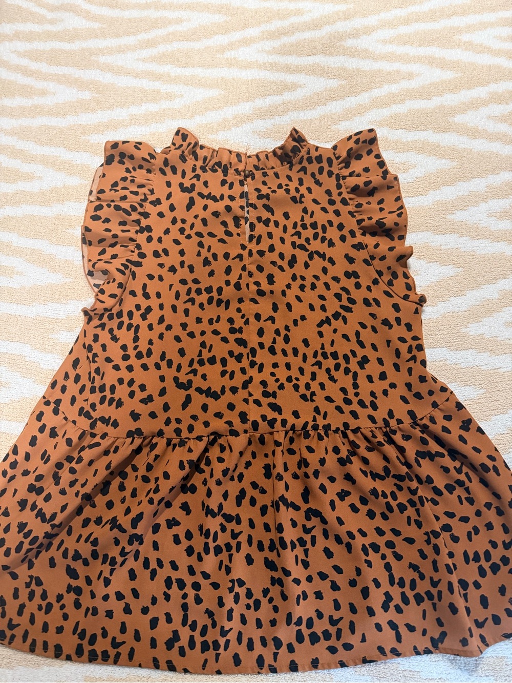 Rust Brown Leopard Print Ruffled Top - Picture 2 of 5
